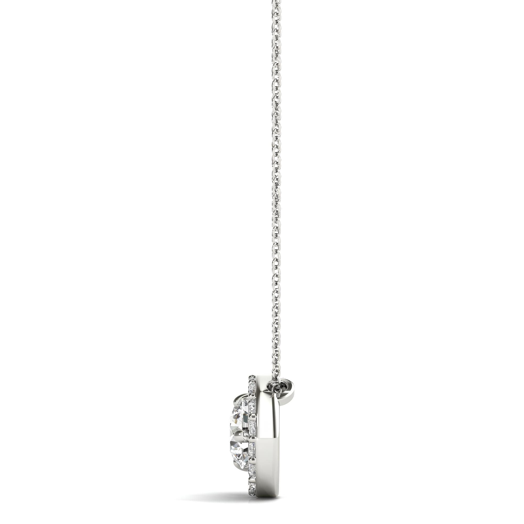 1.00 Carat EF VS/SI Lab-Grown Round Diamond Half Moon Pendant Necklace IGI Certified, 14K Gold Chain, Anniversary Gift for Her